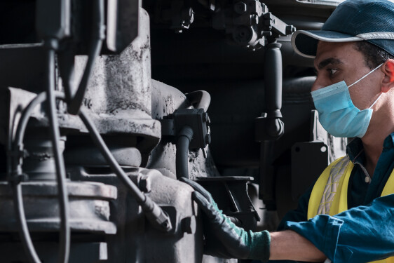 CAIRO - worker maintaining the tarin